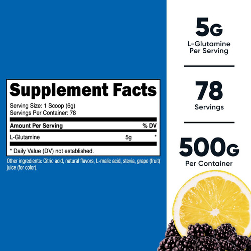 Pó De L-glutamina Adoçado Com Stevia 05 Kg - Imagem 2