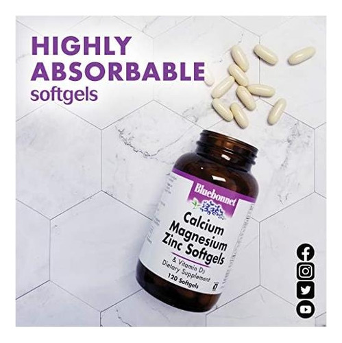 Bluebonnet Cálcio Magnésio Zinco Com Vitamina D3 Suplemento - Imagem 11