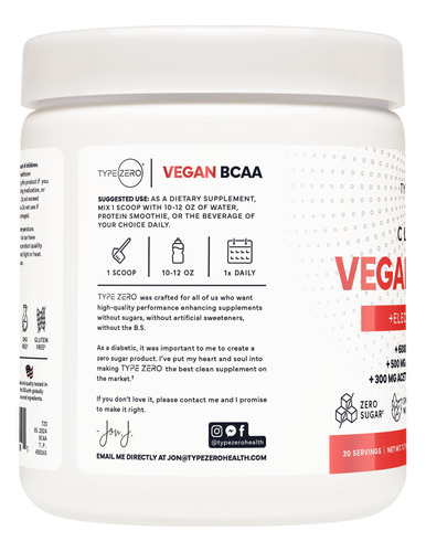 Suplemento Tipo Zero Ultra Clean Vegan Bcaa Powder 6g - Imagem 4