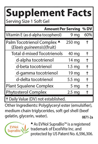 Carlson - Tocomin Suprabio Complexo De Tocotrienol Bio-apri - Imagem 4