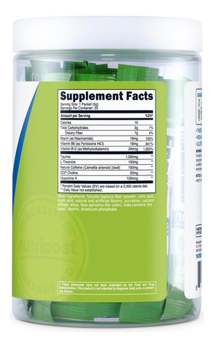 Nutricost Energy Complex Stickpack (20 Porções) Sabor Verde - Imagem 5