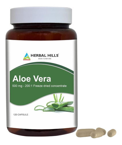 Cápsulas De Aloe Vera Herbal Hills (aloe Barbadensis) 120
