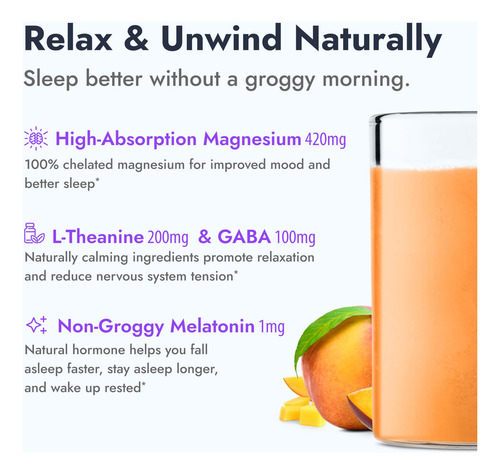 Suplemento Zipfizz Nightly Calm & Sleep Peach Mango 360-720m - Imagem 3