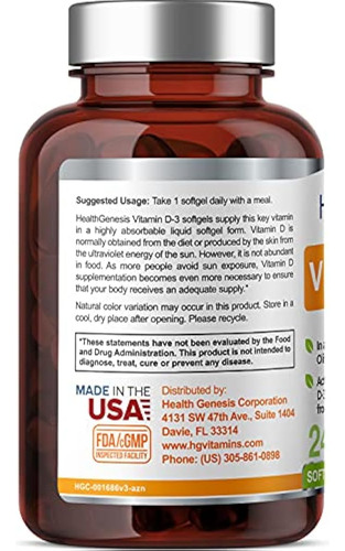 Vitamina D-3 2000 Ui 240 Cápsulas Em Gel Extra Virgem - Imagem 7