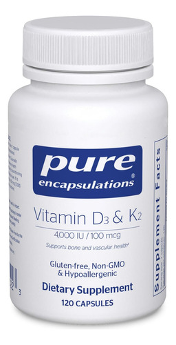 Cápsulas De Vitamina D3 E K2 Encapsulamentos Puros 120 Uni