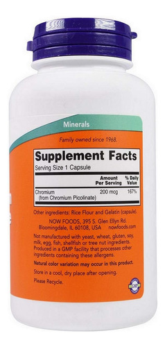 Now Picolinato De Cromo 200mcg 100 Cápsulas (pacote De 2) - Imagem 2