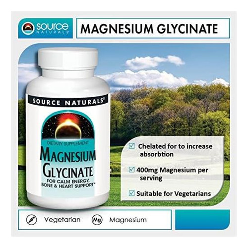 Glicinato De Magnésio Source Naturals Para Nervos Calmos - Imagem 2