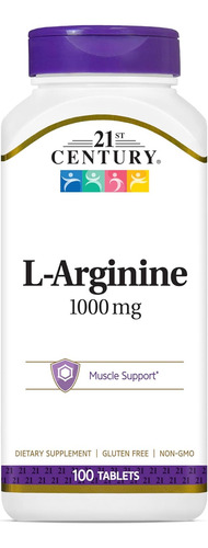 21st Century L-arginine 1000mg Força Máxima 100 E 1 Dose...