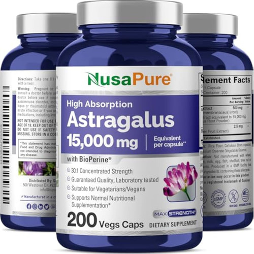 Nusapure Astragalus 15.000 Mg Por Cápsula 200 Vegetais - Imagem 5