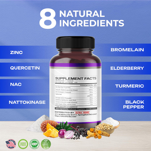Suplemento Ultra Herbs Quercetina Com Bromelaína Vitamina C - Imagem 3