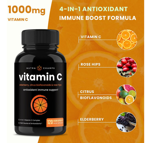 Nutrachamps Vitamina C 1000mg Com Roseira Brava - Imagem 3