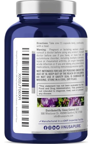Nusapure Astragalus 15.000 Mg Por Cápsula 200 Vegetais - Imagem 3