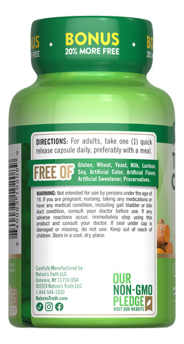 Suplemento Nature's Truth Curcumina De Cúrcuma 500 Mg 120 Cá - Imagem 14