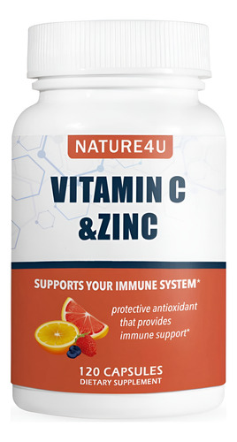 Suplemento Nature4u Vitamina C 1000mg Com Zinco 120 Cápsulas