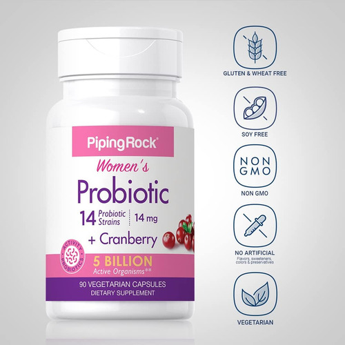 Probiótico Piping Rock Com Cranberry Para Mulheres 90 Cáps - Imagem 3
