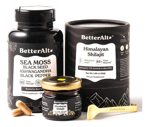Resina Shilajit 30 G E Cápsulas De Musgo Marinho Energy Duo
