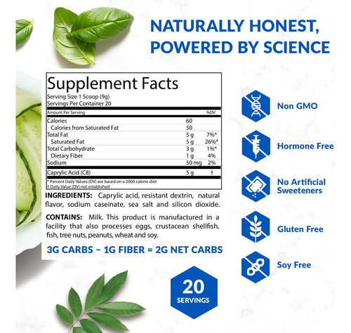 Óleo Mct Em Pó Biotrust Keto Elevate C8 Ketogenic 20 Porções - Imagem 6