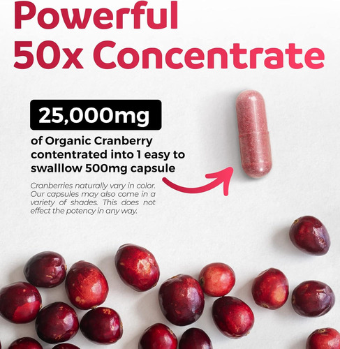 Organic Cranberry Pills - Concentrado 50:1 Equivale A 25.000 - Imagem 2