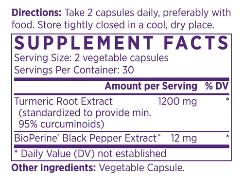 Suplemento Naomi Curcuma Curcumina 1.200 Mg 60 Cápsulas - Imagem 2