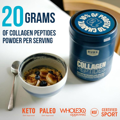 Bubs Naturals Pó De Péptidos De Colagénio Sem Sabor - Mel... - Imagem 3