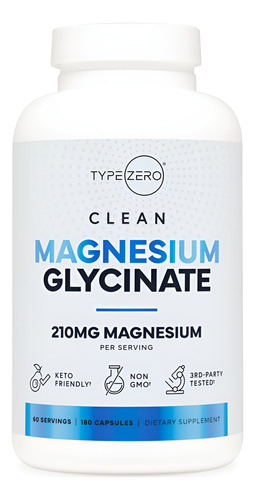 Suplemento De Glicinato De Magnésio Tipo Zero 210 Mg 180 Cáp