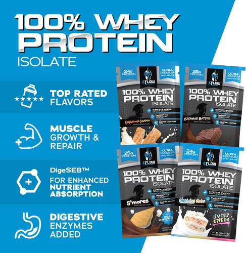 Mostras Variadas De Proteína De Soro Da Eflow Nutrition - Imagem 2