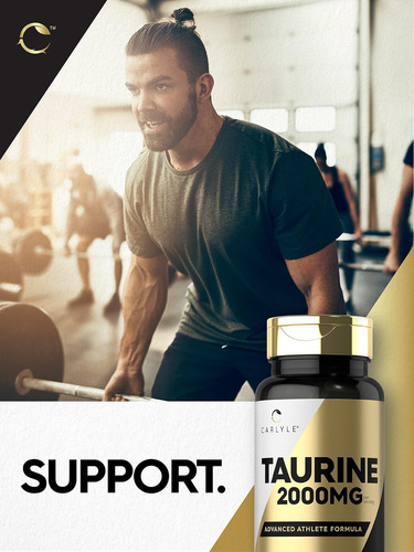 Suplemento De Taurina Carlyle 2000mg 60 Caplets Vegeta - Imagem 13