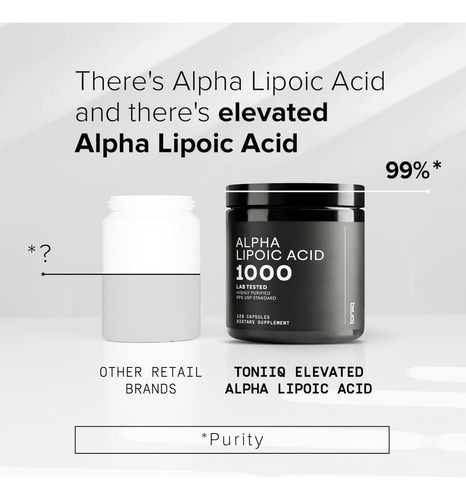 Toniiq 1000 Mg Ácido Alfa-lipóico Cápsulas 99% Puro - Imagem 4