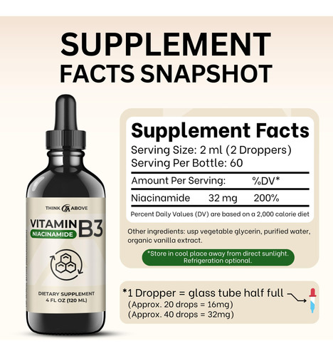 Suplemento Think Above Liquid Vitamina B3 Niacinamida 120ml - Imagem 5