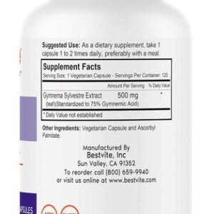 Bestvite Gymnema Sylvestre 500mg (120 Cápsulas Vegetarianas)