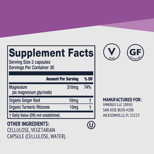 Suplemento Glicinato De Magnésio Vimergy 310mg - 60 Cápsulas - Imagem 4