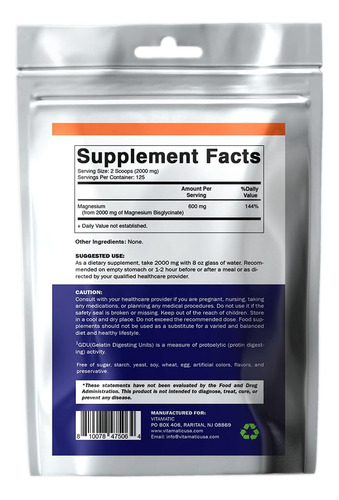 Bisglicinato De Magnésio Vitamatic 2.000 Mg Por Porção Apoia - Imagem 2