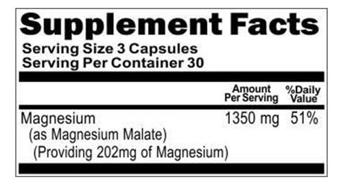 Malato De Magnésio De Alta Potência 1350 Mg 180 Cápsulas Sup - Imagem 4