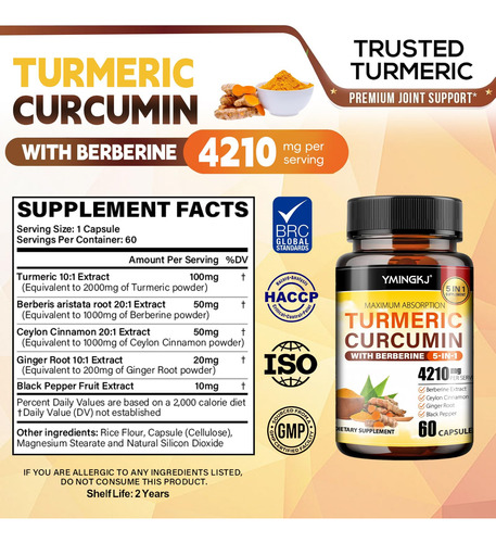 Suplemento De Curcumina De Cúrcuma Com Pimenta Preta 60 Cáps - Imagem 4