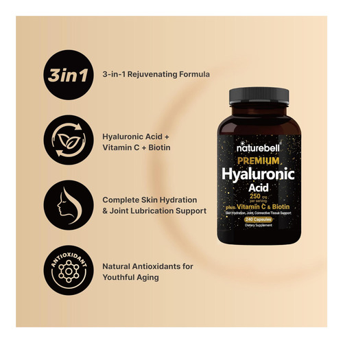 Suplementos De Ácido Hialurônico Da Naturebell 250mg 240 E - Imagem 3