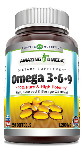 Suplemento Amazing Omega 3.6.9 1200 Mg 250 Cápsulas Gelatino