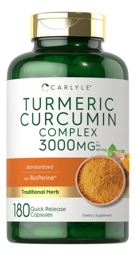 Suplemento De Curcumina De Cúrcuma Carlyle 3000mg 180