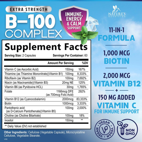 Suplemento Nature's Nutrition Super B Complex 120 Cápsulas - Imagem 11