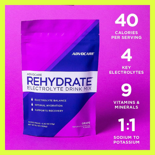 Mistura De Bebidas Eletrolíticas Advocare Rehydrate Grape Fl - Imagem 4