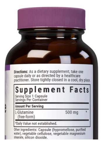 Bluebonnet L-glutamina 500mg 50 Cápsulas Vegetais - Imagem 2
