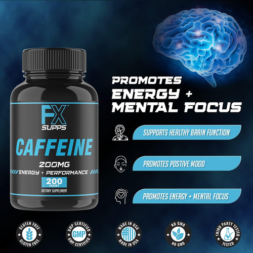 Fx Supps Caffeine 200 Mg Pílulas (2-pack 200 Cápsulas) Supl - Imagem 4