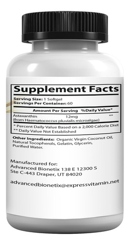 Suplemento Advanced Bionetix Astaquil Astaxantina 12 Mg 60 S - Imagem 7