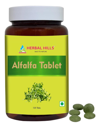 Comprimidos De Alfafa Herbal Hills Contagem 120 Fonte De