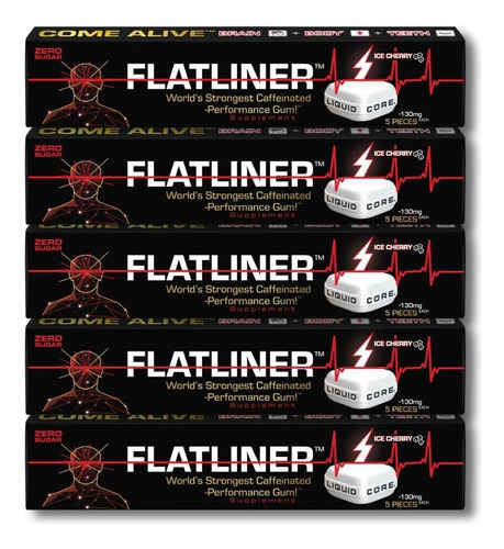 Goma De Cafeína Flatliner - Goma De Xilitol Com Açúcar Zero