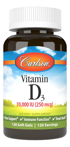 Carlson Vitamina D3 250 Mcg Com Vitamina E Suplementos