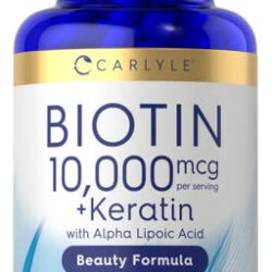 Suplemento Carlyle Biotin 10000mcg 150 Cápsulas Com Queratin