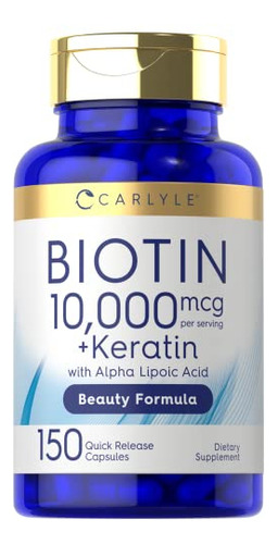 Suplemento Carlyle Biotin 10000mcg 150 Cápsulas Com Queratin