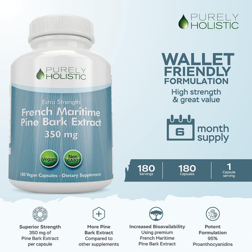 Extrato De Casca De Pinho Puramente Holístico 350 Mg 180% - Imagem 2