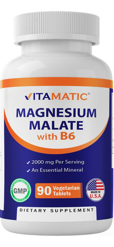 Malato De Magnésio Vitamatic 2.000 Mg Por Porção - 90 Compri
