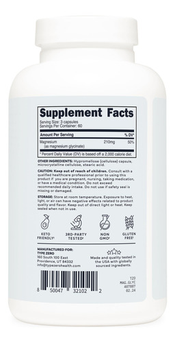Suplemento De Glicinato De Magnésio Tipo Zero 210 Mg 180 Cáp - Imagem 4